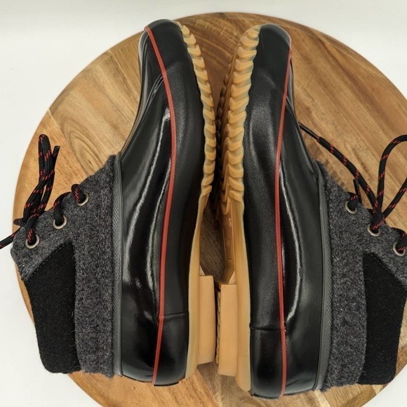 Bass Mandarin‎ Short Duck Boots Woman's Size 6 Black Gray Wool - Picture 8 of 14